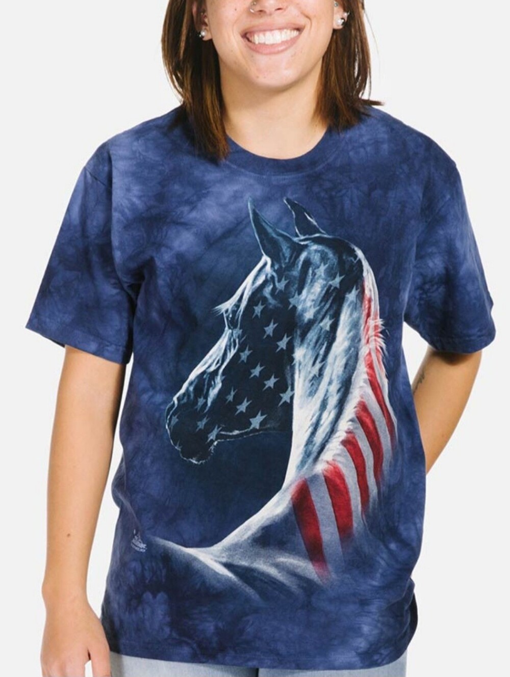 The Mountain Patriotic Horse Tie Dye Tee T-Shirt 4th of July Women's M Men's S
